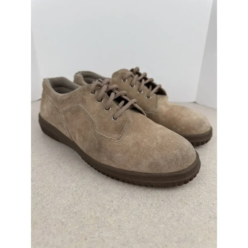 Women’s Wimzees Tan Shoes Lace Up Sued Leather Flat Comfort Size 6‎